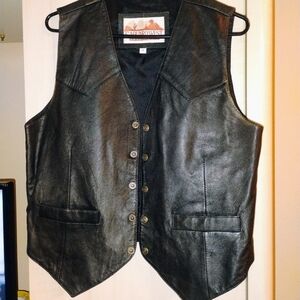 MEN'S RODEO SMALL BLACK GENUINE LEATHER SAGUAROWEST VEST WESTERN